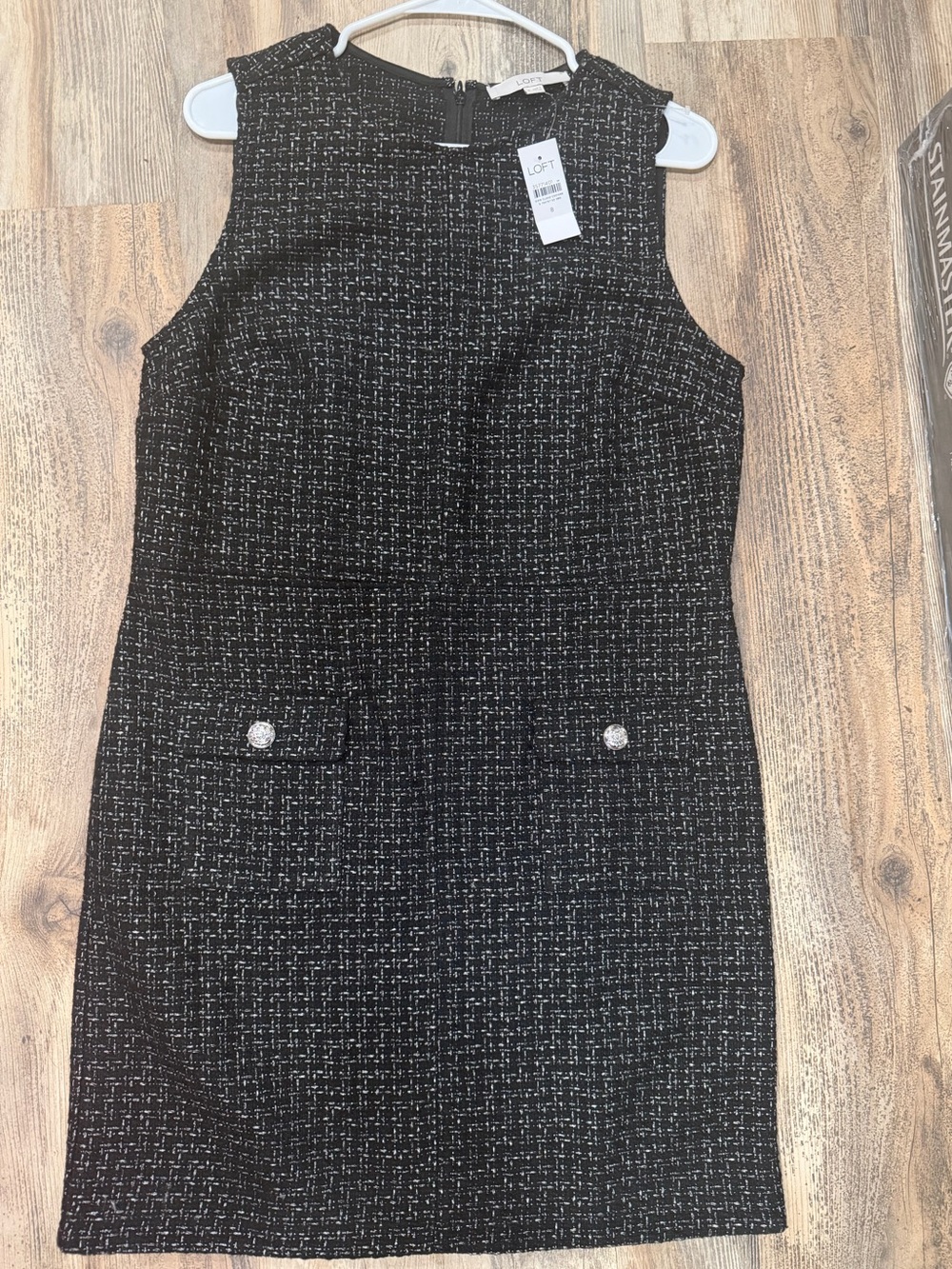 LOFT Black and White Tweed Sheath Dress